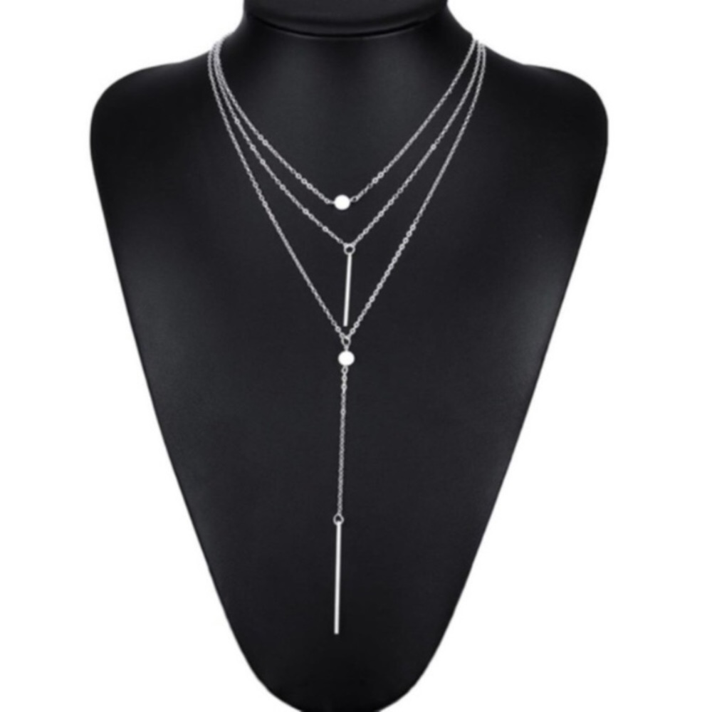 New Triple layered dainty silver choker necklace